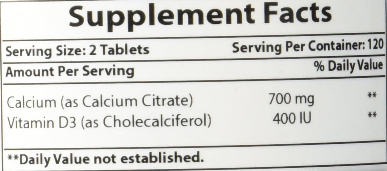 240 Tablets Best Naturals Calcium Citrate with Vitamin D-3 for Bone Health