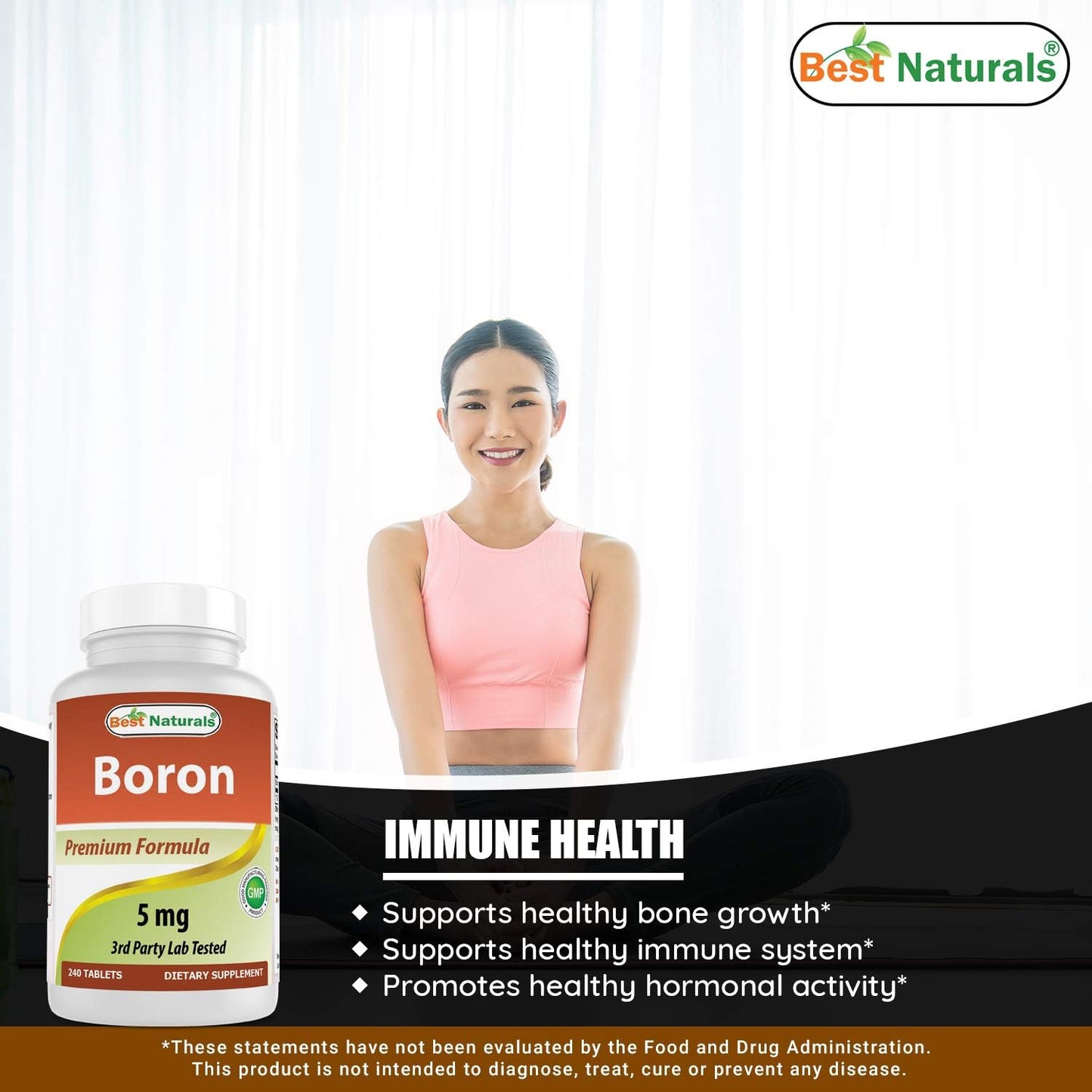 240 Tablets of Best Naturals Boron Supplements 5 mg - Pack of 2