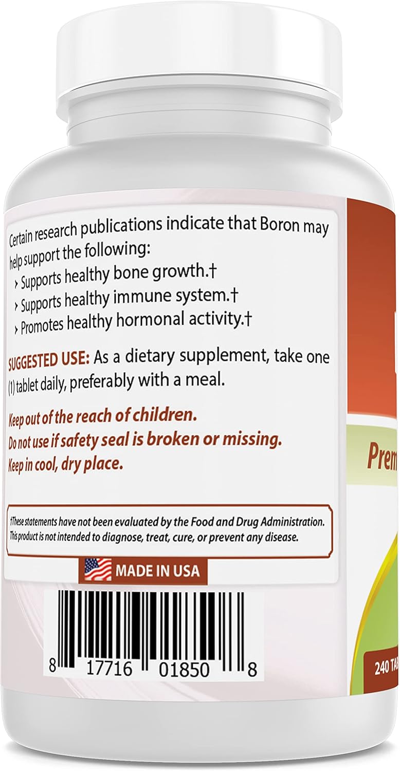 240 Tablets of Best Naturals Boron Supplements 5 mg - Pack of 2