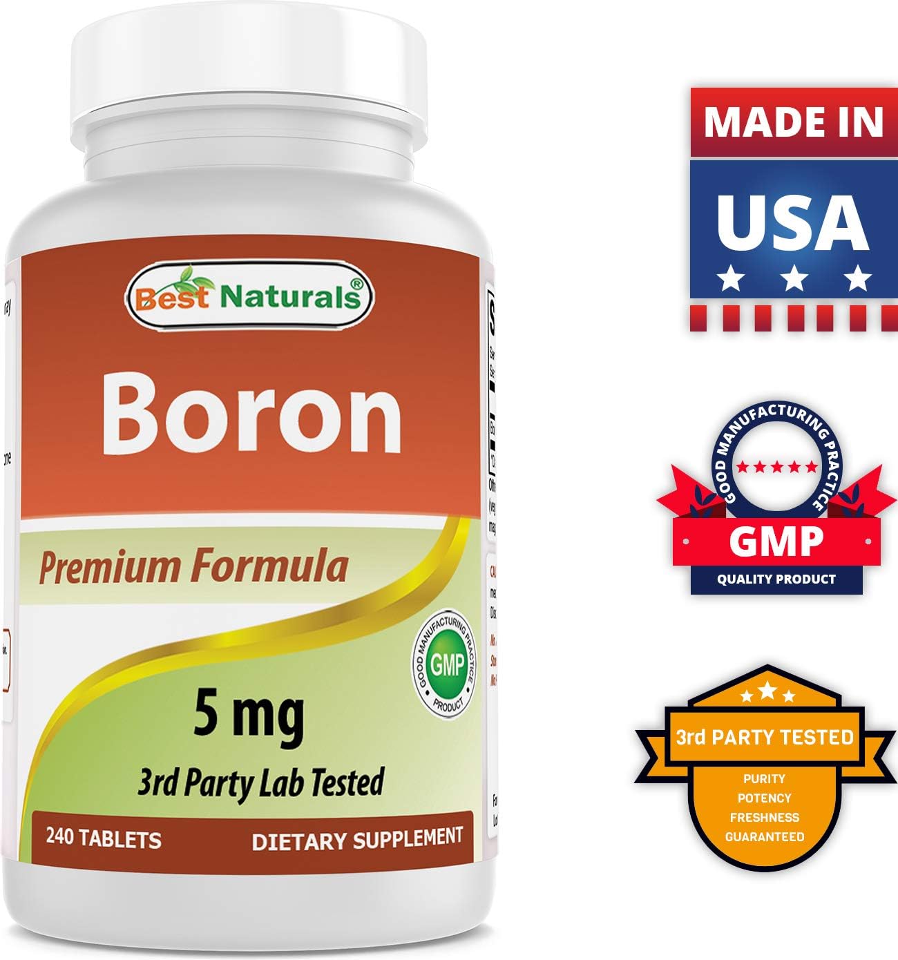 240 Tablets of Best Naturals Boron Supplements 5 mg - Pack of 2
