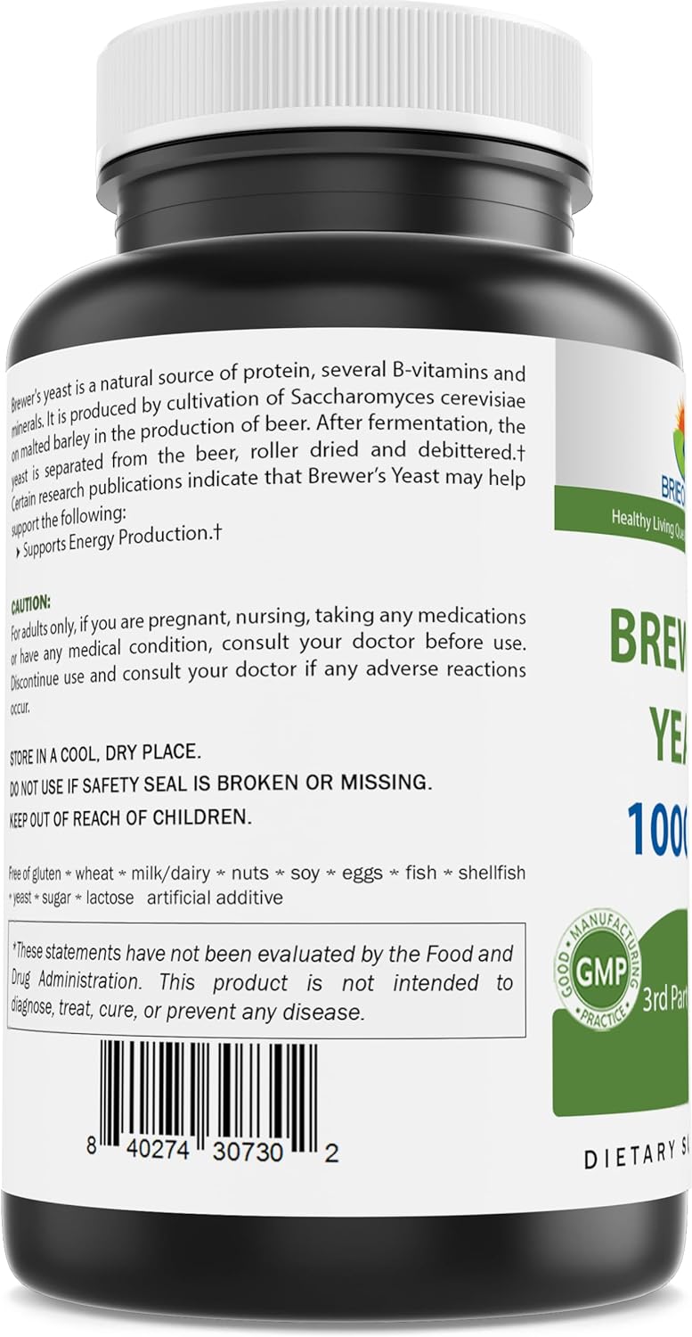 240 Tablets of Brieofood Brewers Yeast - 1000 mg per Serving - Third-Party Tested for Purity & Quality
