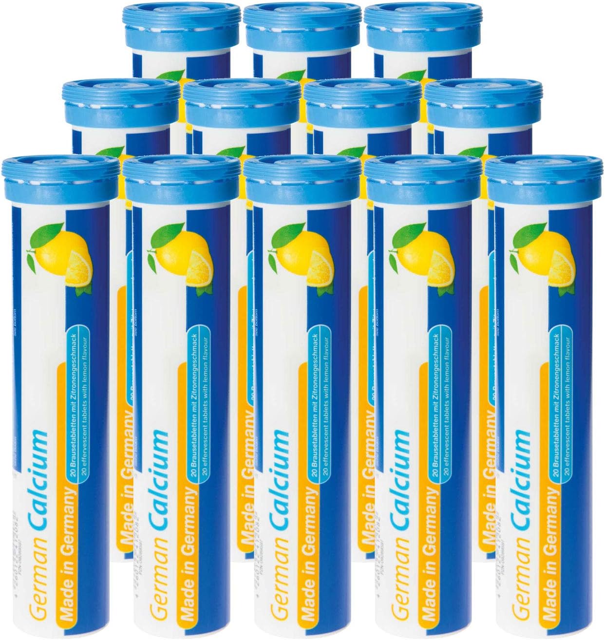 240 Vegan Lemon Lime Calcium Effervescent Tablets - 500 mg - Made in Germany