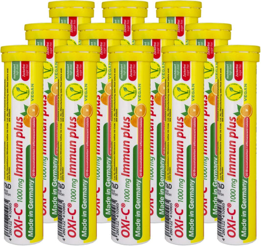 240 Vegan Orange Flavored Effervescent Vitamin C Tablets - 1000 mg - Made in Germany