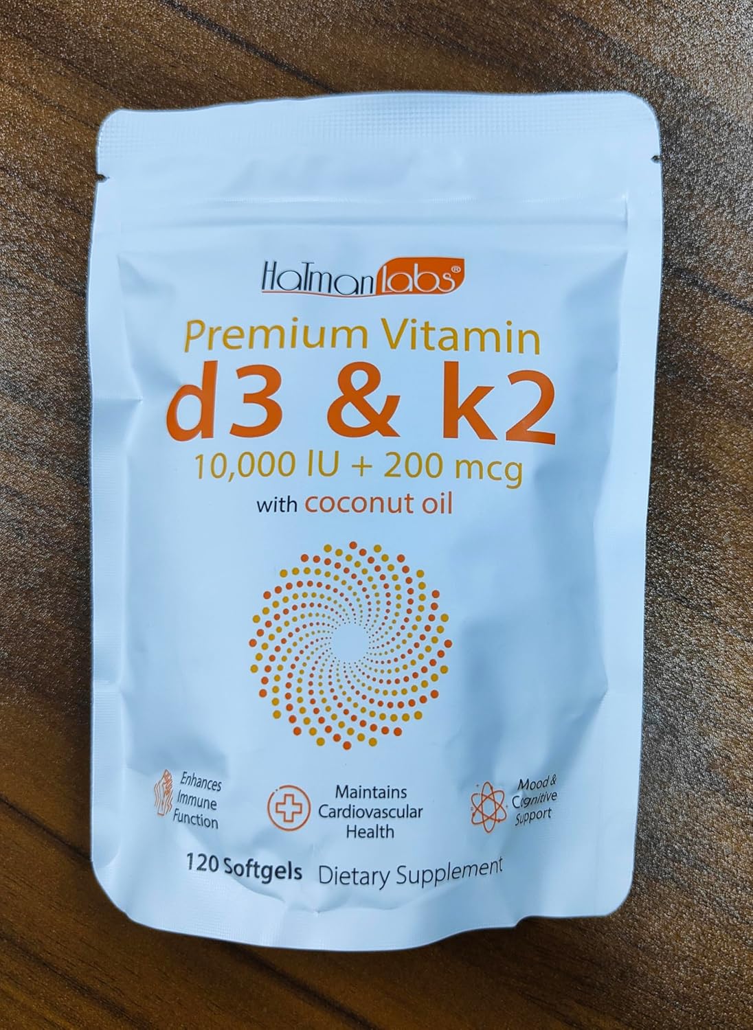 240 Virgin Coconut Oil Softgels with 10000 IU Daiasns D3 K2 Vitamin - 2 in 1 D & K Complex Supplement for Immune Support, Bone and Heart Health