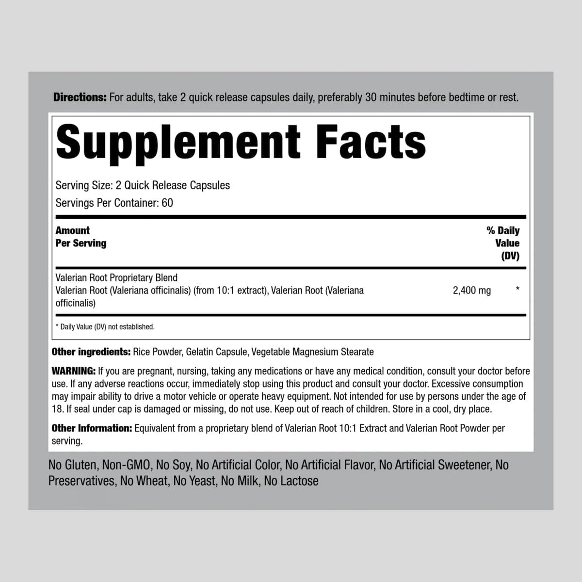2400 mg Valerian Root Extract Capsules | 120 Count | Herbal Supplement Blend | Non-GMO, Gluten Free | Piping Rock