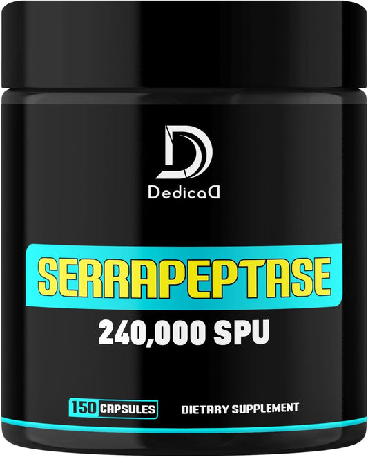 240,000 SPU Serrapeptase Supplement - 150 Capsules for Smooth Breathing, Heart Health & Immune Support - 75 Servings