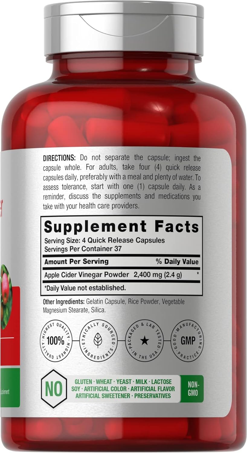 2400mg Apple Cider Vinegar Capsules - 150 Count Non-GMO & Gluten Free Supplement by Horbäach