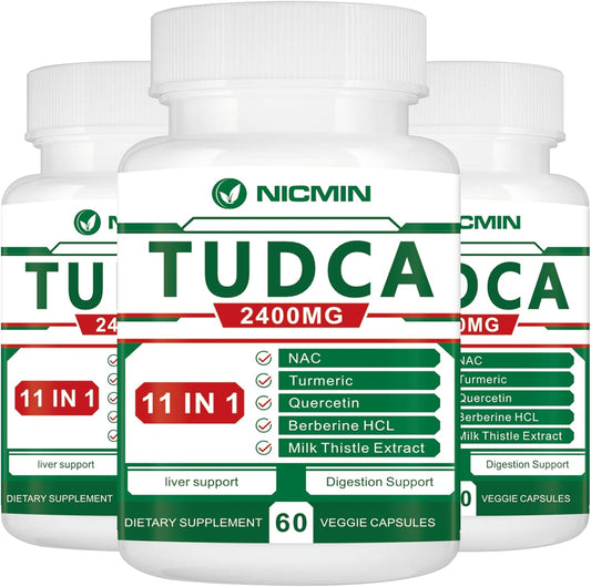 2400MG NICMIN TUDCA Supplements for Liver Detox & Gallbladder Cleanse - 180 Capsules
