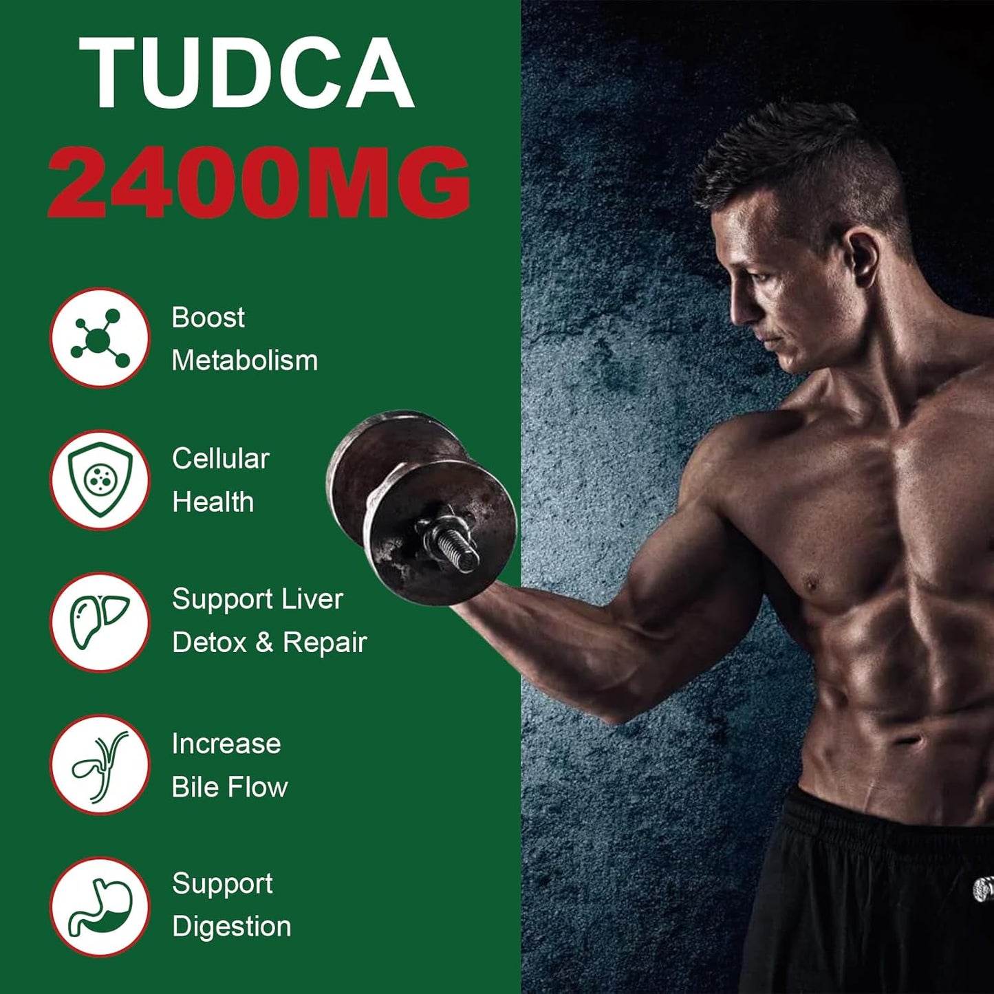 2400MG NICMIN TUDCA Supplements for Liver Detox & Gallbladder Cleanse - 180 Capsules