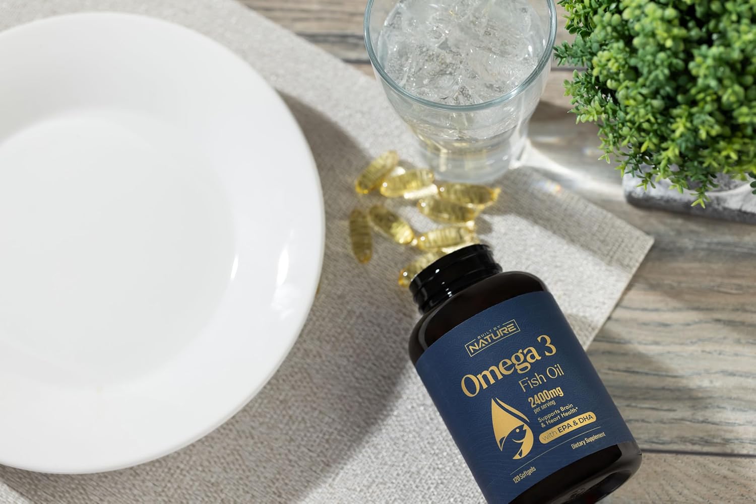 2400mg Omega-3 Fish Oil Supplement with EPA & DHA for Heart and Brain Health - Sustainably Sourced Wild Caught Peruvian Anchovy - Non-GMO - 120 Softgels