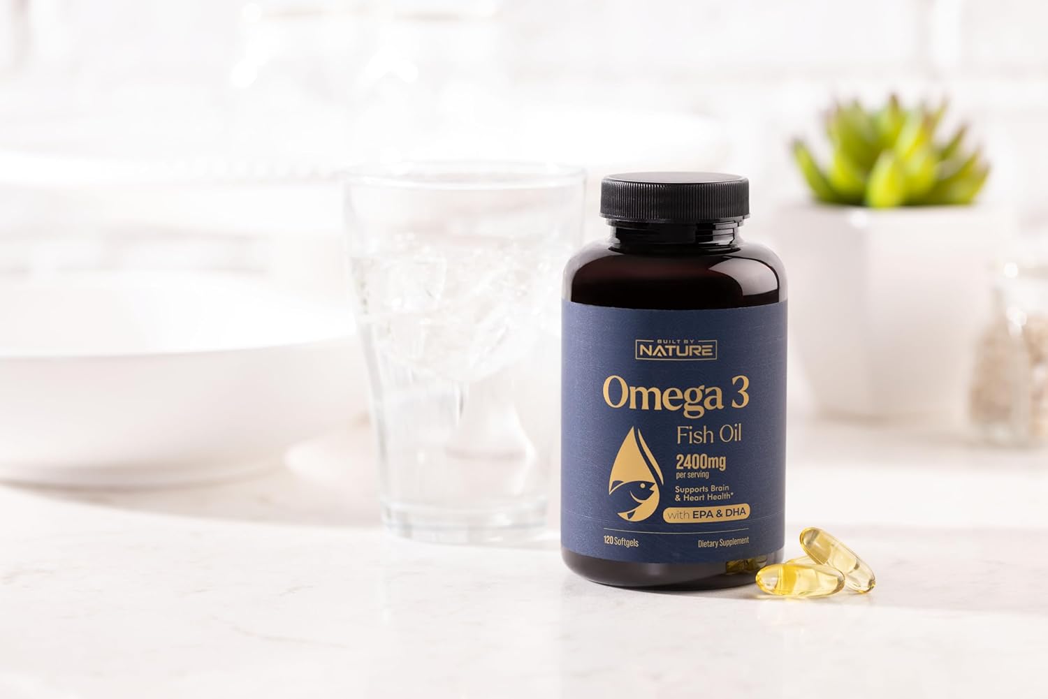 2400mg Omega-3 Fish Oil Supplement with EPA & DHA for Heart and Brain Health - Sustainably Sourced Wild Caught Peruvian Anchovy - Non-GMO - 120 Softgels