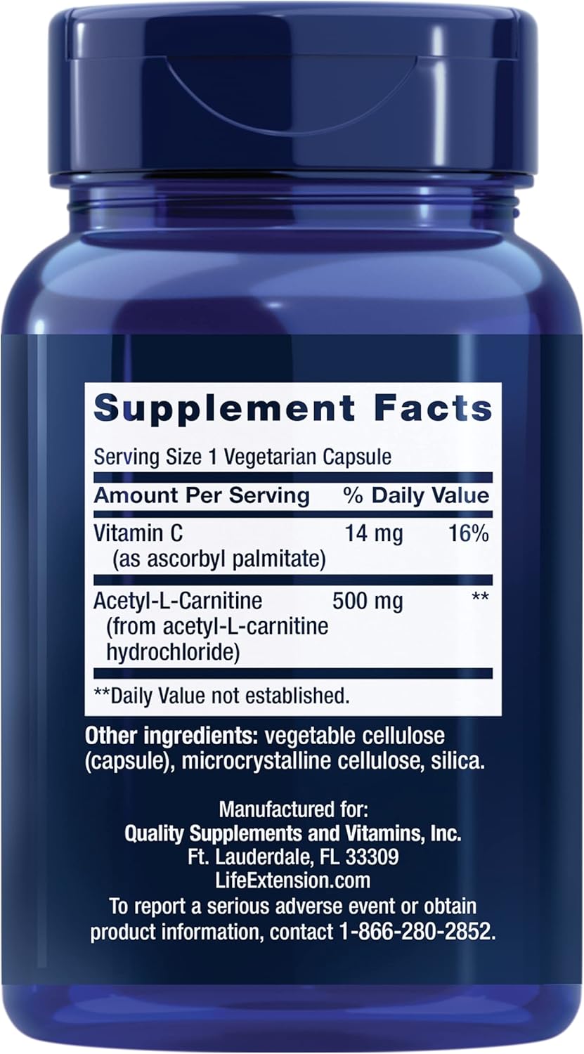 240mg Life Extension Super R-Lipoic Acid & Acetyl-L-Carnitine Capsules for Cellular Energy & Brain Health - 100 Count