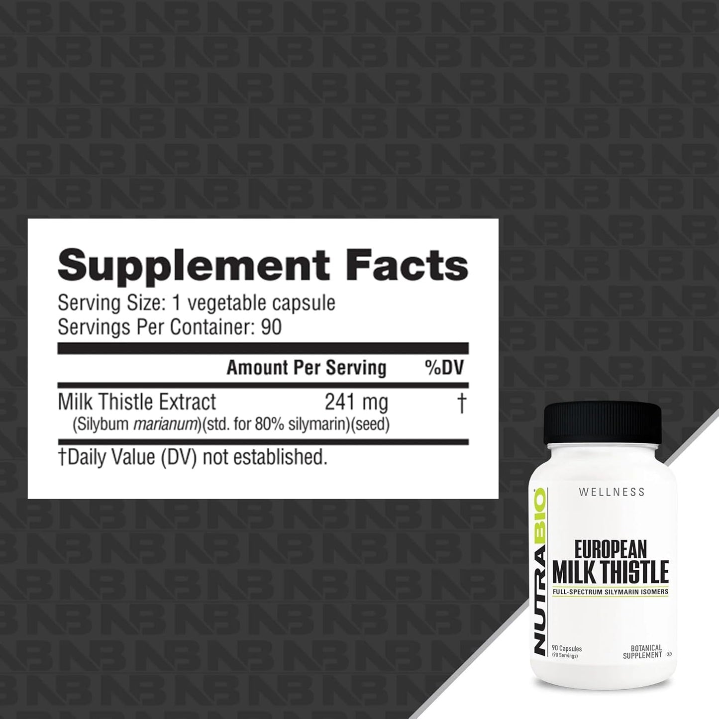 241mg European Milk Thistle Supplement for Antioxidant Support - 90 Capsules by NutraBio