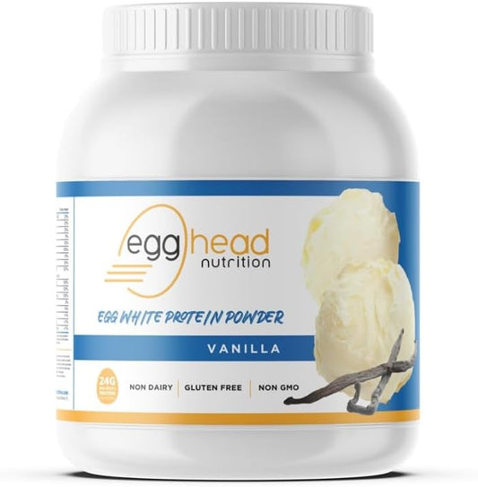 24g Egg White Protein Powder - Non Dairy, Gluten Free, Non GMO - Made in USA (Vanilla) - Egghead Nutrition