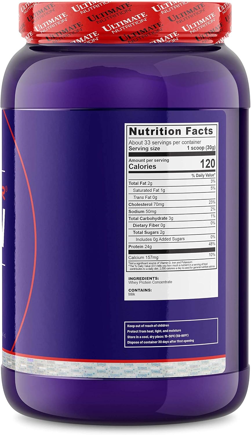 24g Protein Per Serving Ultimate Nutrition RAW Whey Protein Concentrate Powder - Unflavored, 2.2lbs