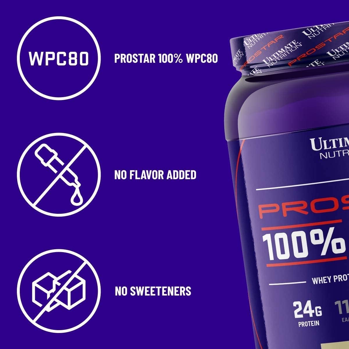 24g Protein Per Serving Ultimate Nutrition RAW Whey Protein Concentrate Powder - Unflavored, 2.2lbs