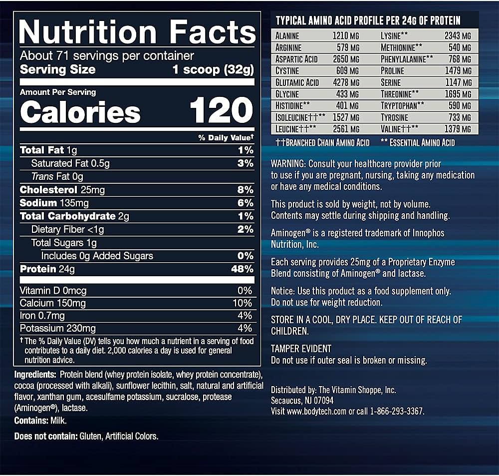 24g Whey Tech Pro24 Protein Powder - Rich Chocolate Flavor for Muscle Growth and Recovery, 5 lbs - 71 Servings. Optimize Fitness & Performance.