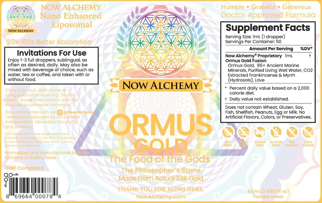 24K ORMUS Gold Ocean Plasma Minerals - Sacredly Crafted by ORMUS Pioneers