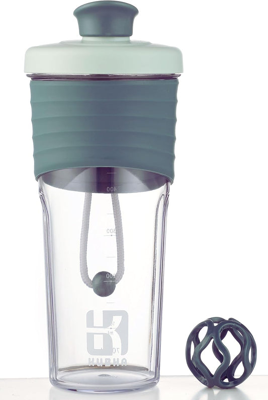 24oz Kubha 2nd Gen Protein Shaker Bottle with Mixing Ball - Ideal for Workouts & Outdoor Activities - Clear Measurement Markings - Black Green