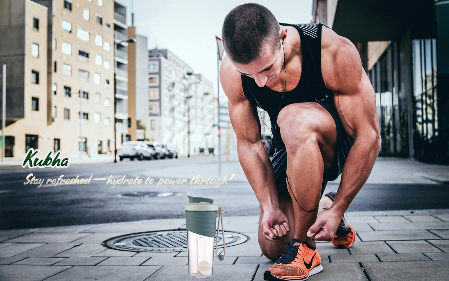 24oz Kubha 2nd Gen Protein Shaker Bottle with Mixing Ball - Ideal for Workouts & Outdoor Activities - Clear Measurement Markings - Black Green