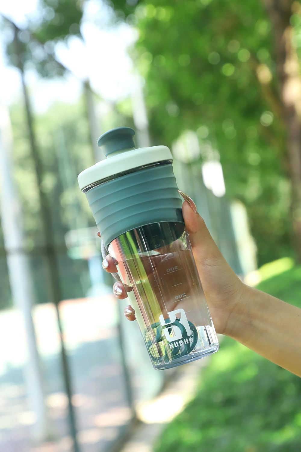 24oz Kubha 2nd Gen Protein Shaker Bottle with Mixing Ball - Ideal for Workouts & Outdoor Activities - Clear Measurement Markings - Black Green