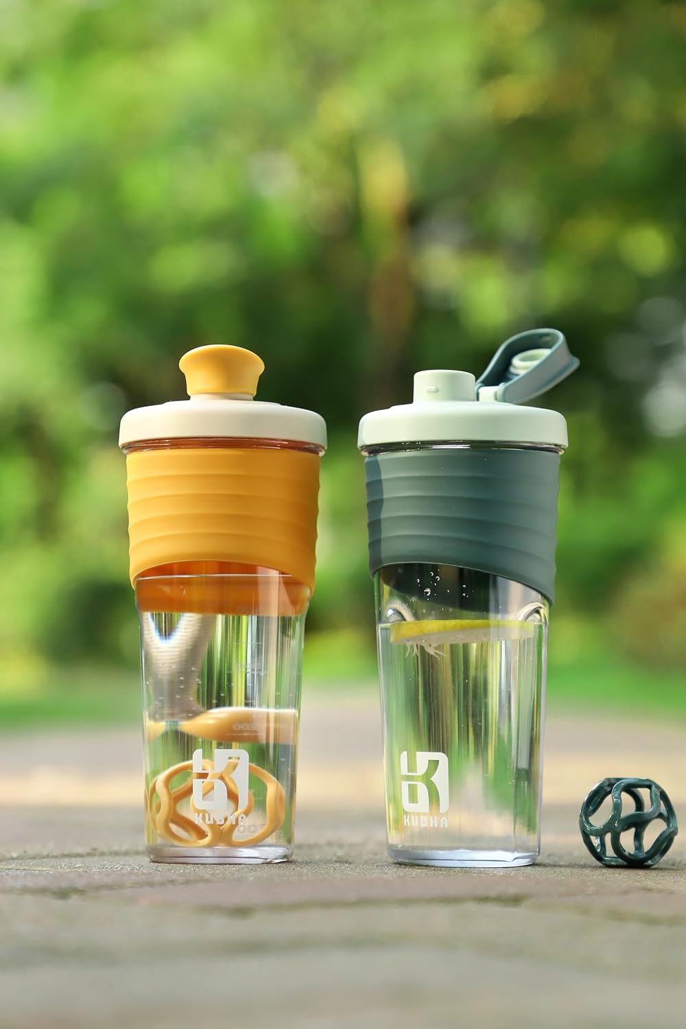 24oz Kubha 2nd Gen Protein Shaker Bottle with Mixing Ball - Ideal for Workouts & Outdoor Activities - Clear Measurement Markings - Black Green