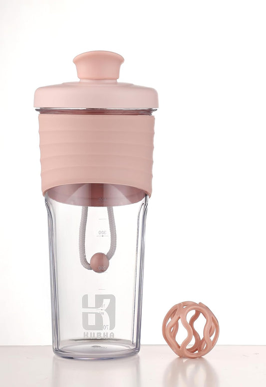 24oz Kubha Protein Shaker Bottle with Mixing Ball - Ideal for Workouts & Outdoor Activities - Clear Measurement Markings - Pink Color