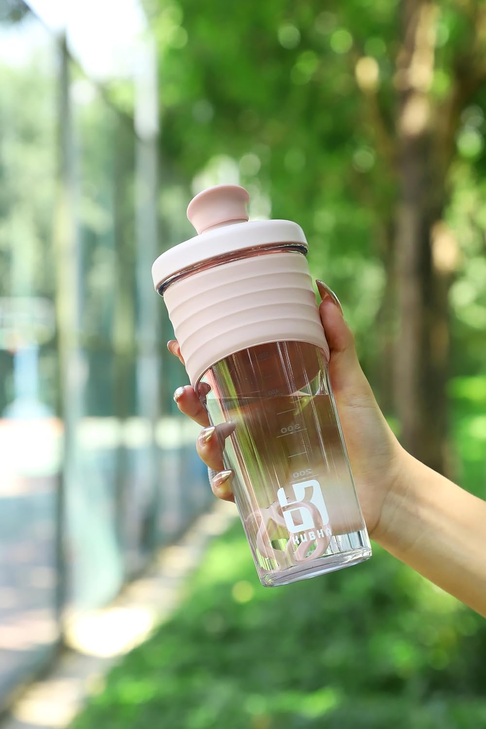 24oz Kubha Protein Shaker Bottle with Mixing Ball - Ideal for Workouts & Outdoor Activities - Clear Measurement Markings - Pink Color