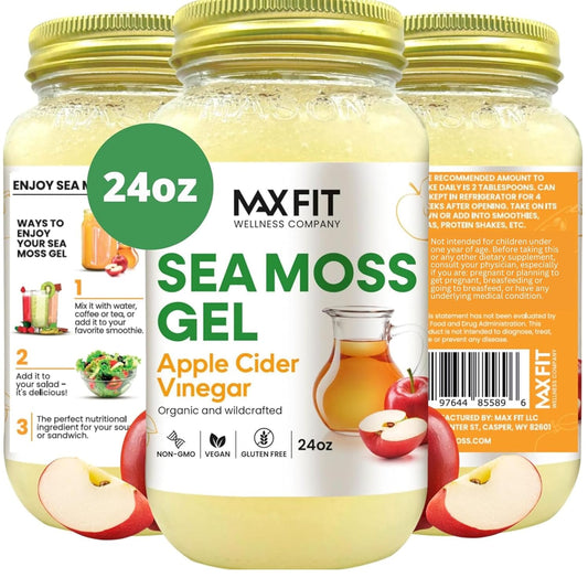 24oz Wildcrafted Gold Sea Moss Gel with Apple Cider Vinegar - Pure Raw Non-GMO | Rich in 92 Vitamins and Minerals from Saint Lucia