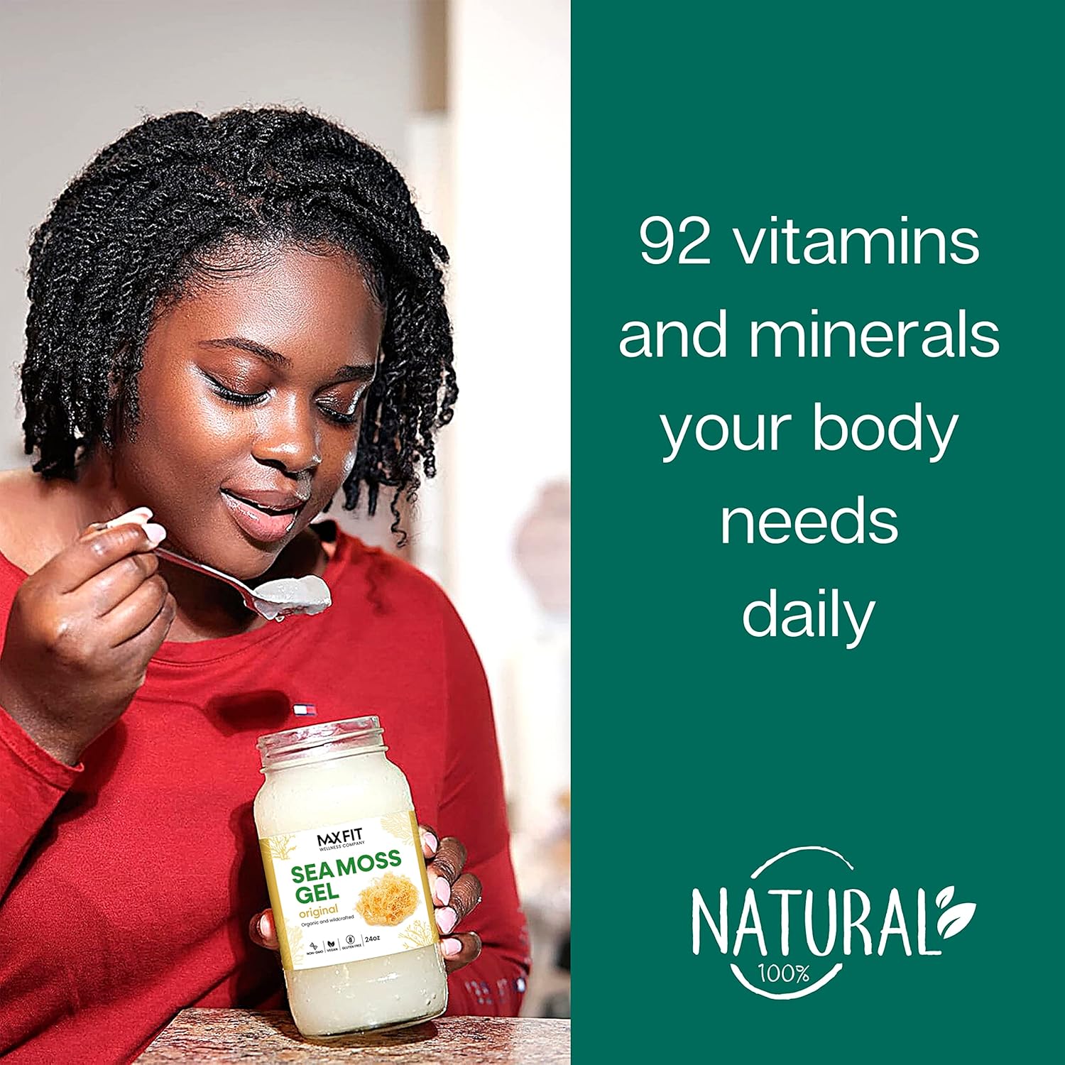 24oz Wildcrafted Gold Sea Moss Gel with Apple Cider Vinegar - Pure Raw Non-GMO | Rich in 92 Vitamins and Minerals from Saint Lucia