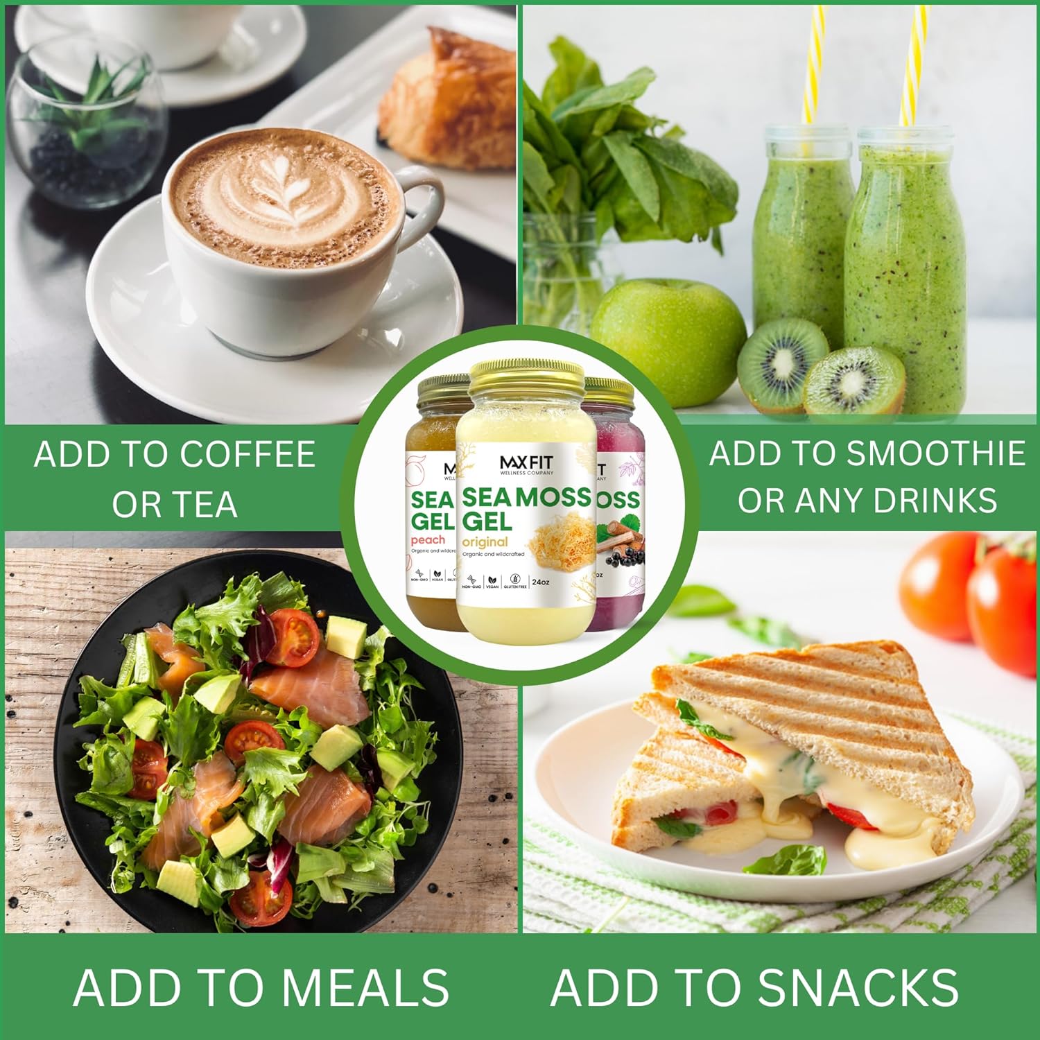 24oz Wildcrafted Gold Sea Moss Gel with Apple Cider Vinegar - Pure Raw Non-GMO | Rich in 92 Vitamins and Minerals from Saint Lucia