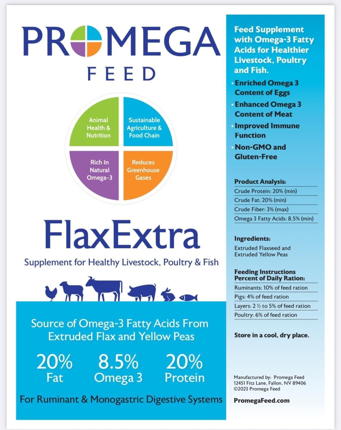 25 lb Bucket of Promega Feed Flax Supplement for Livestock with Extra Omega-3 Fatty Acids