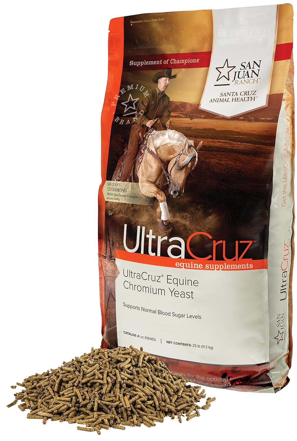 25 lb. Pellet UltraCruz Equine Chromium Yeast Supplement - Horse Feed Additive