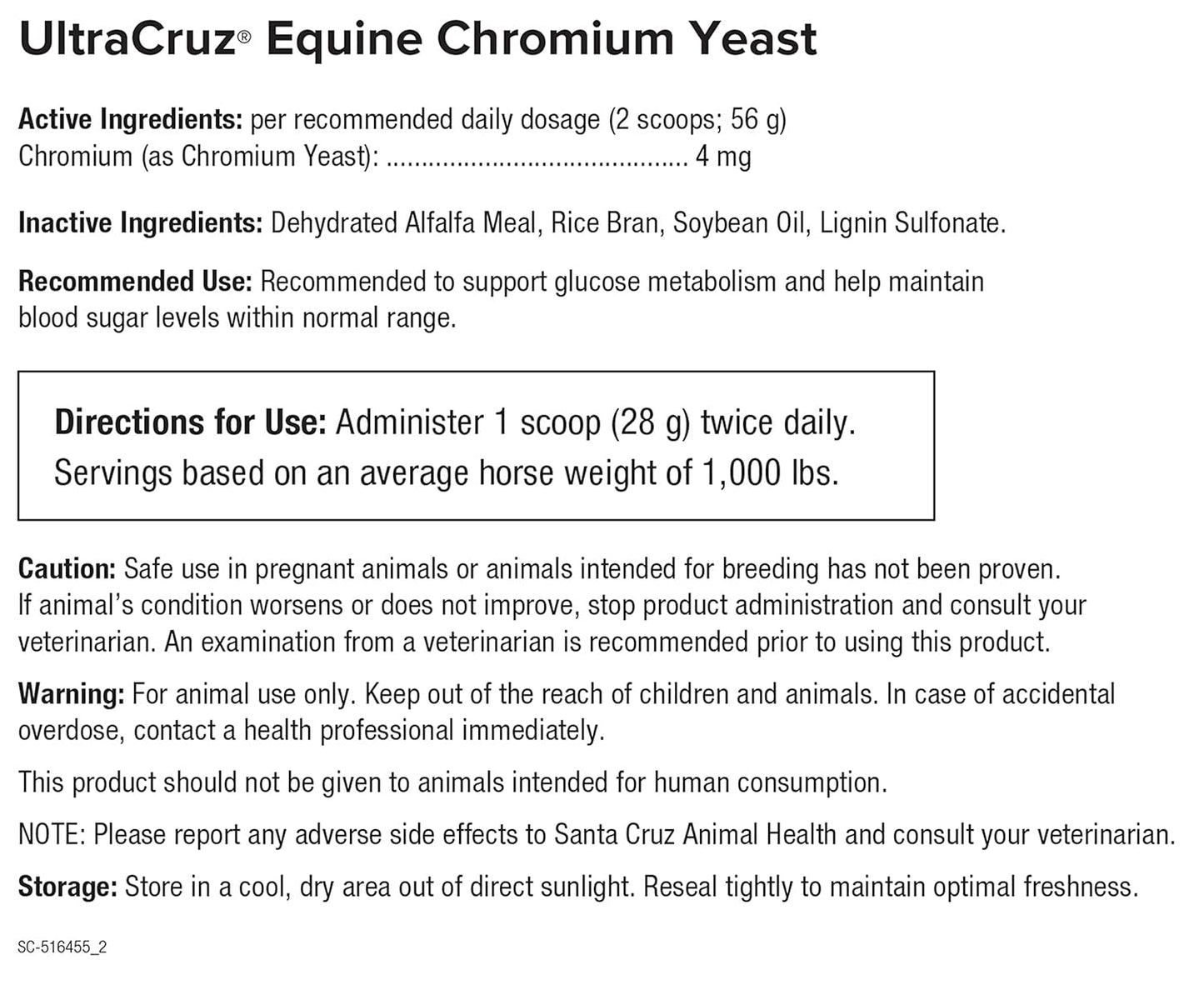 25 lb. Pellet UltraCruz Equine Chromium Yeast Supplement - Horse Feed Additive