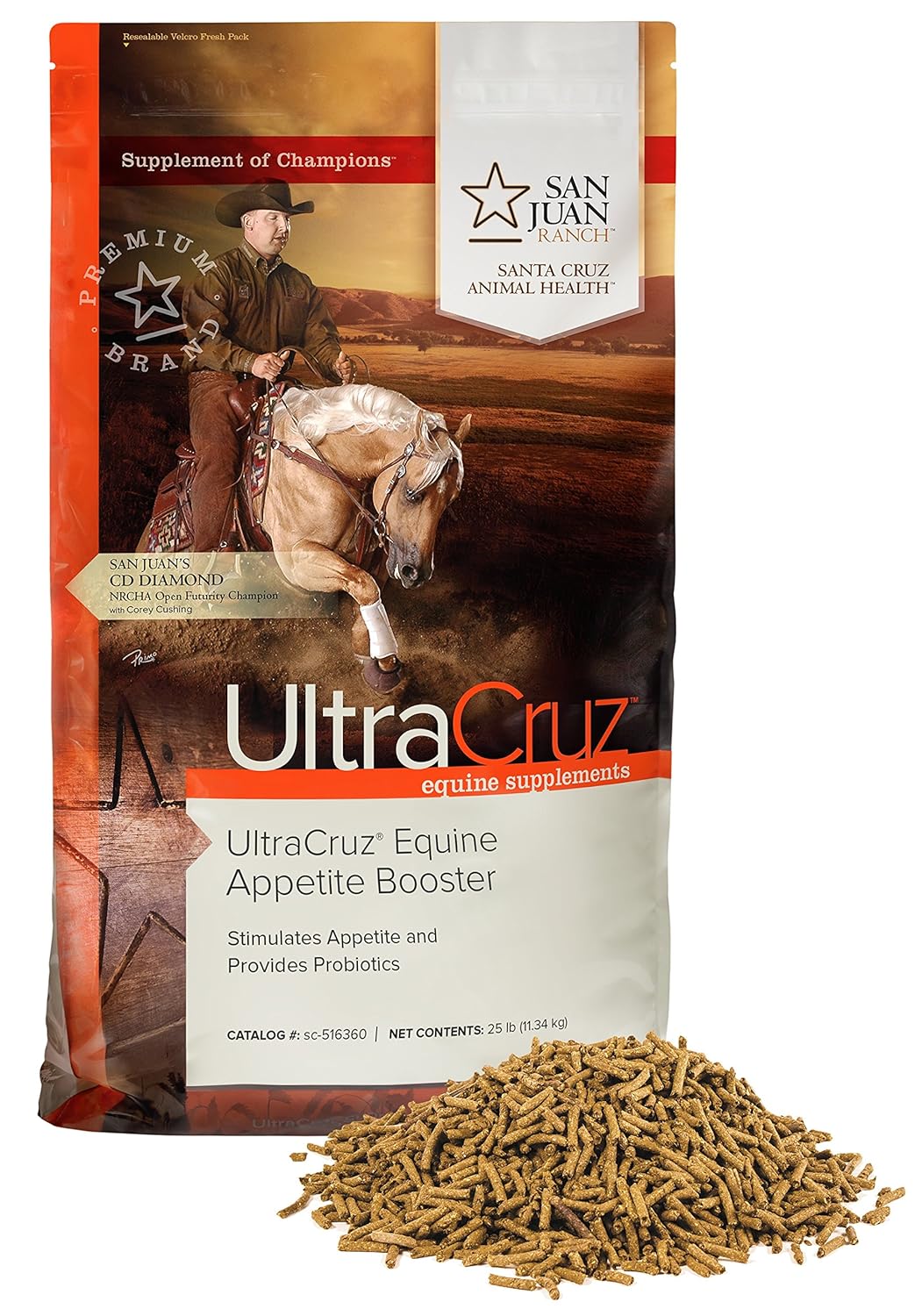 25 lb UltraCruz Equine Appetite Support Pellet Supplement - 200 Day Supply for Horses