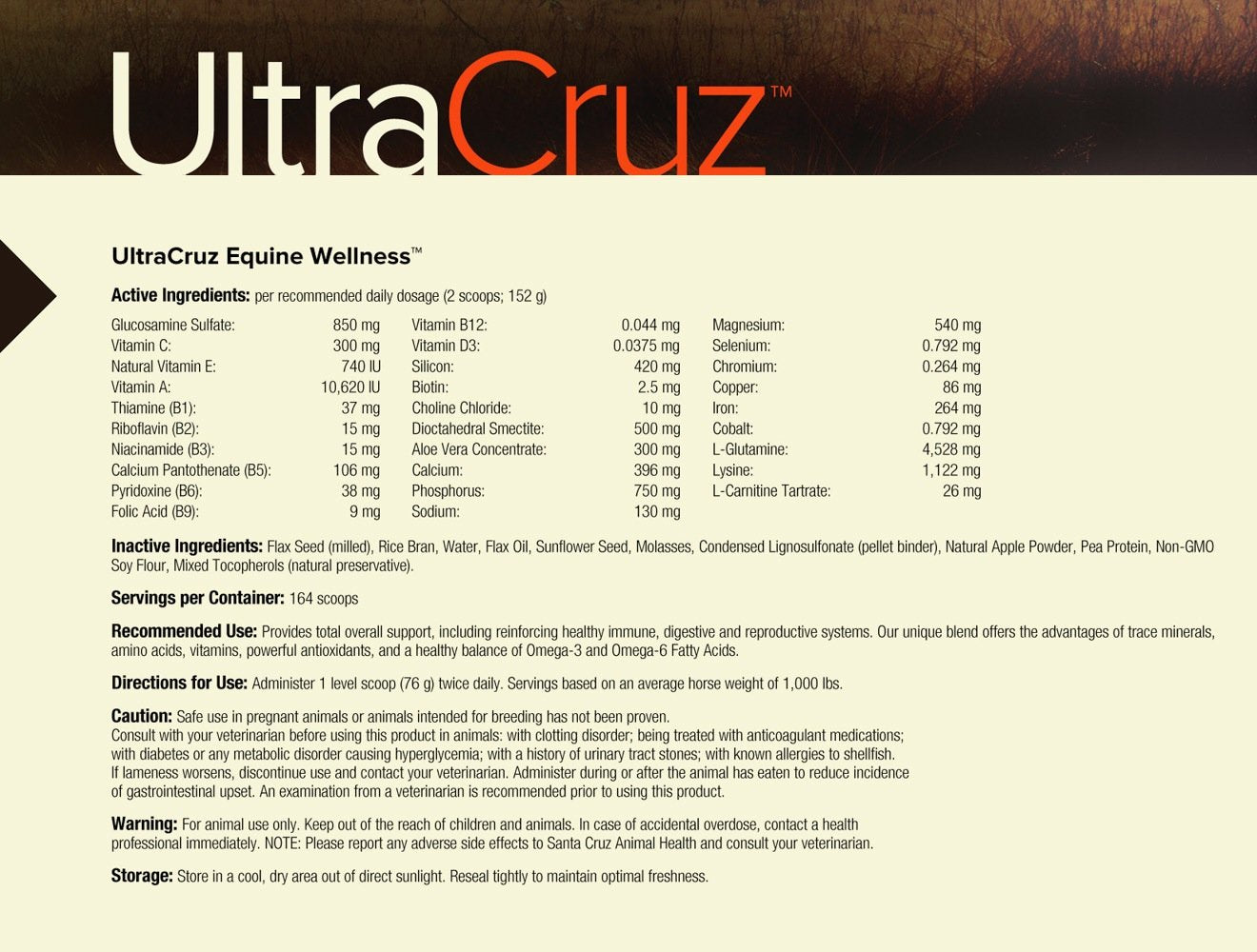 25 lb UltraCruz Equine Wellness Supplement Pellets - 82 Day Supply for Horses