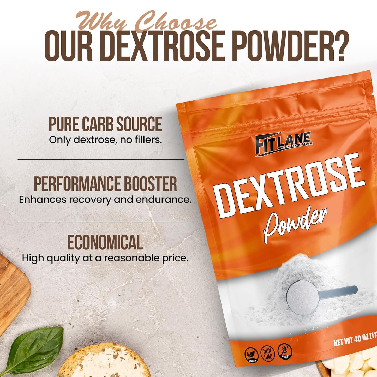 2.5 lbs Bulk Dextrose Powder - Pure Unflavored Carb Ingredient for Brewing and Sausage Making - Source of Glucose and Carbohydrates - Ideal Pre Workout Fuel