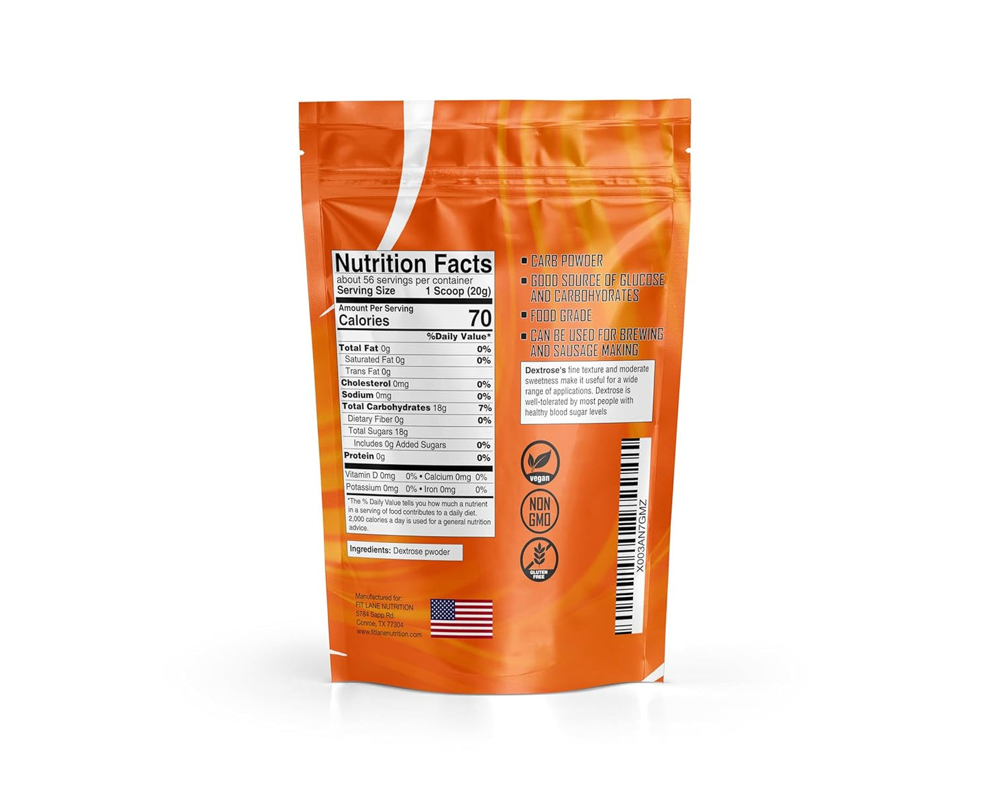 2.5 lbs Bulk Dextrose Powder - Pure Unflavored Carb Ingredient for Brewing and Sausage Making - Source of Glucose and Carbohydrates - Ideal Pre Workout Fuel