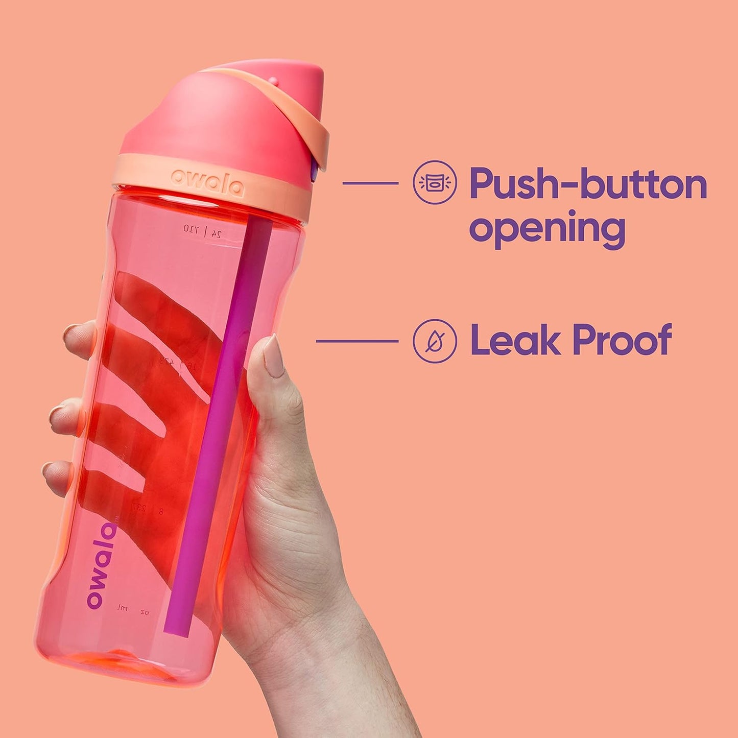 25 oz BPA-Free Sports Water Bottle with Straw, Tritan Plastic, Great for Travel, Very Dark, Pack of 1