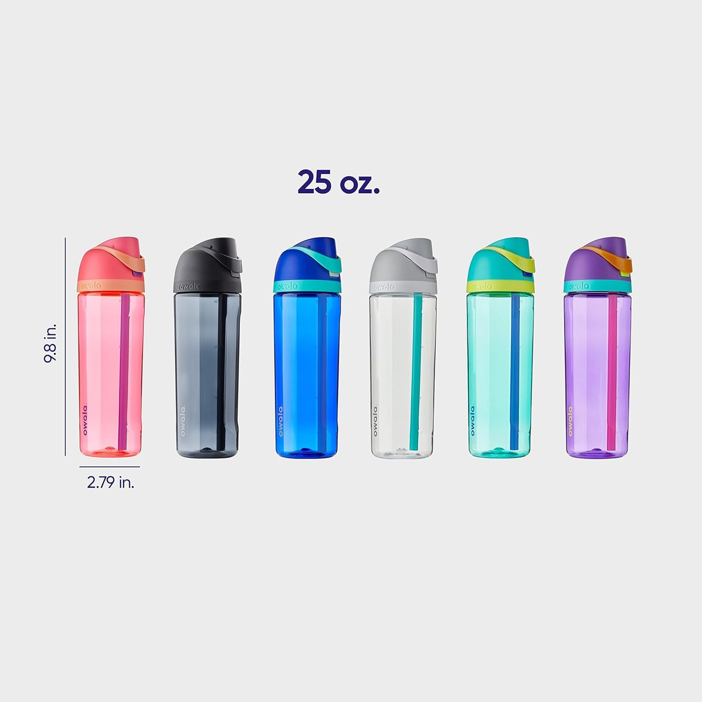 25 oz BPA-Free Sports Water Bottle with Straw, Tritan Plastic, Great for Travel, Very Dark, Pack of 1