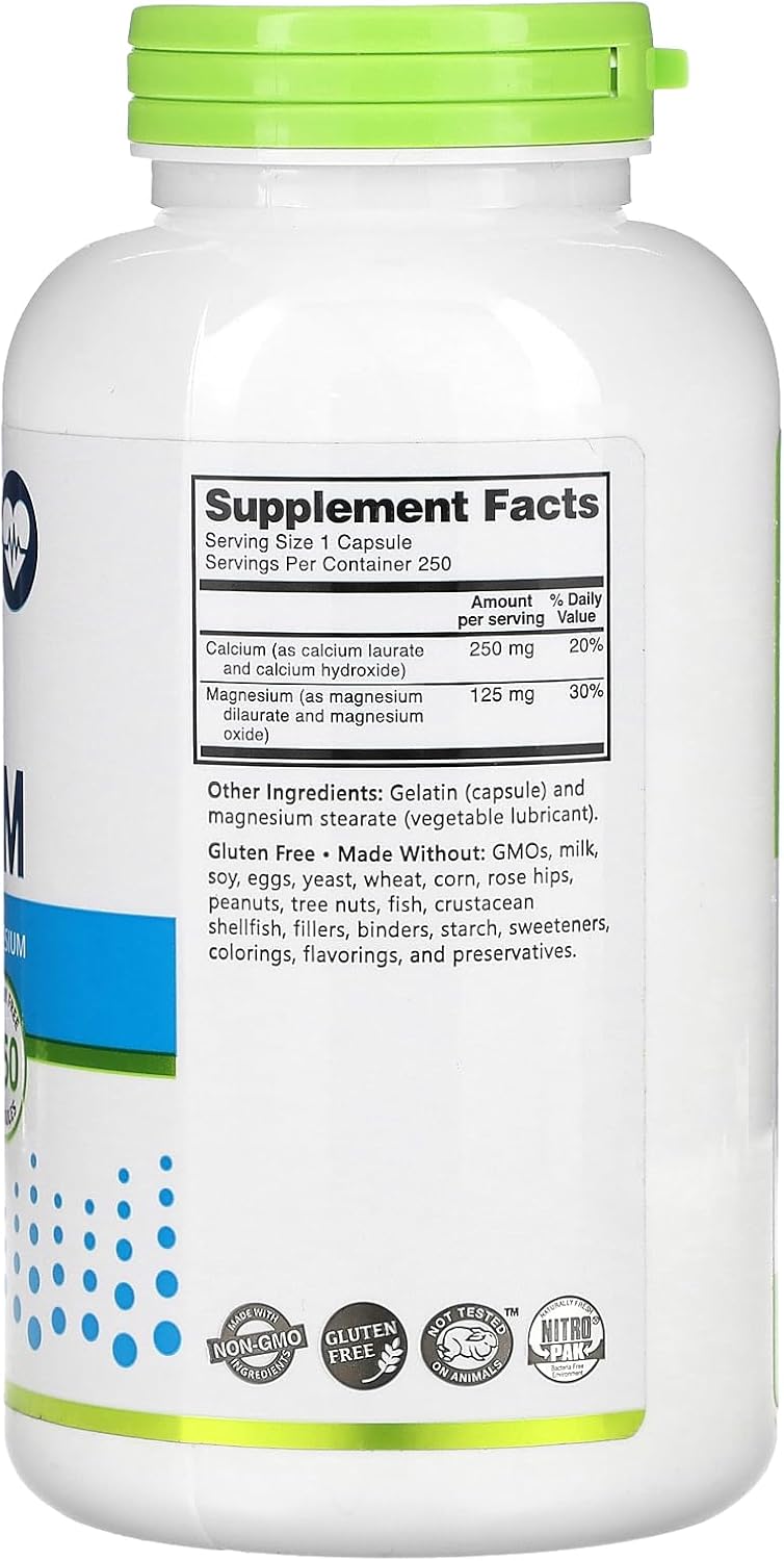250 Capsules of Nutribiotic Calcium Magnesium Supplement for Bone Health and Muscle Function
