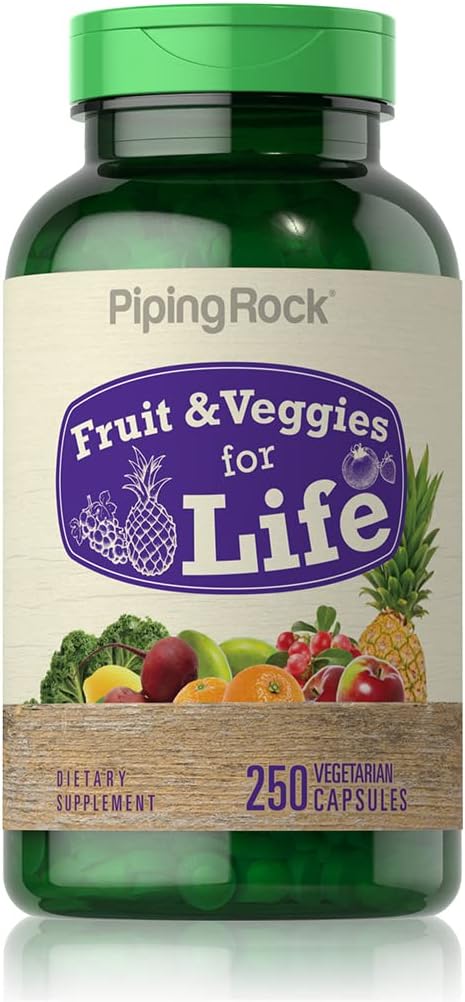 250 Capsules Piping Rock Fruits & Veggies Superfood Supplement - Vegetarian, Non-GMO, Gluten-Free