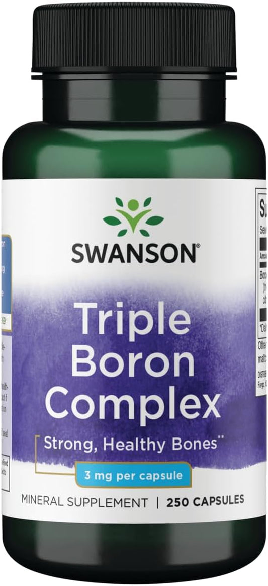250 Capsules Swanson Triple Boron Complex for Bone Health & Joint Support with Citrate, Aspartate & Glycinate