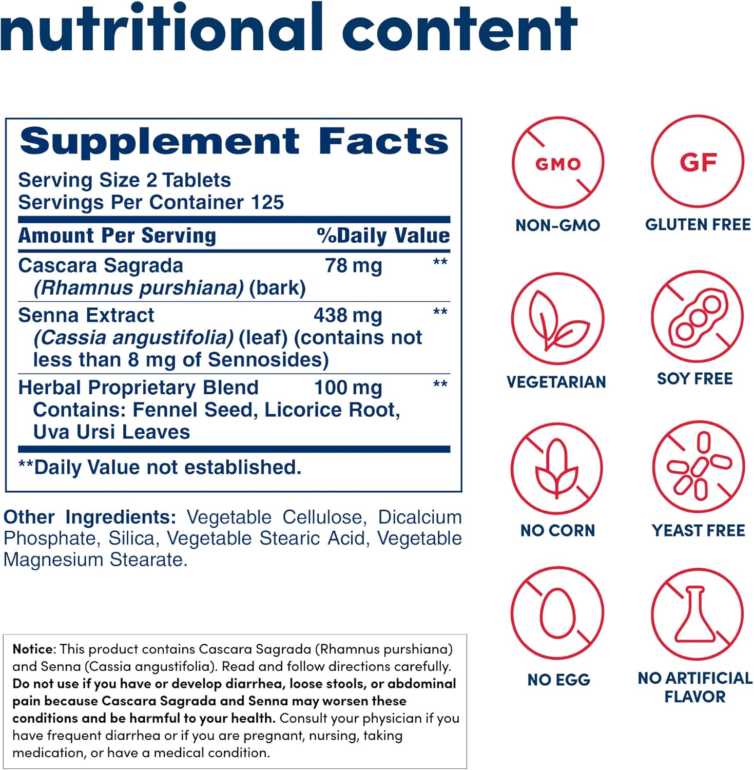 250 Count American Health Tam Herbal Laxative Dietary Fiber Supplements