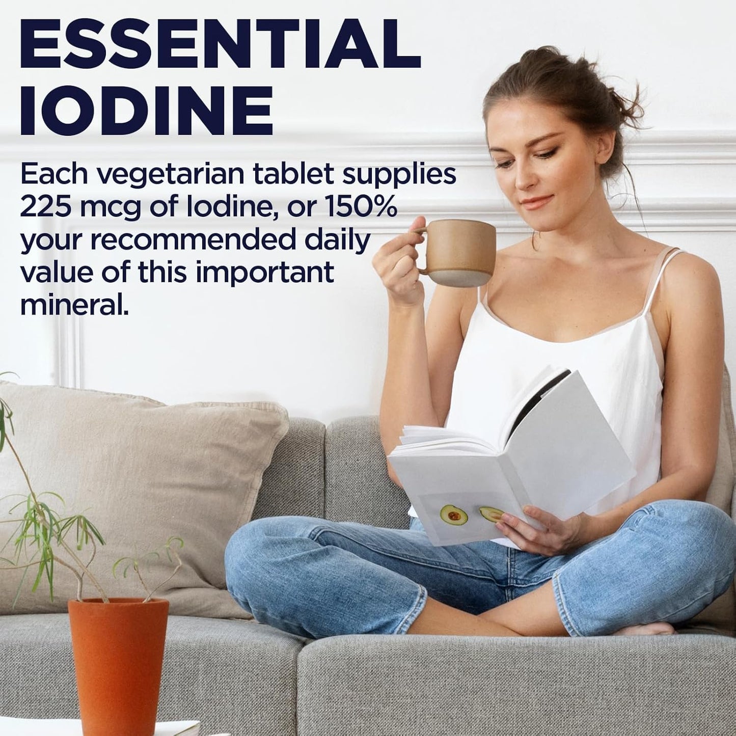 250 Count KAL 225 Mcg Kelp Iodine Tablets - Natural Iodine Supplement for Thyroid Health