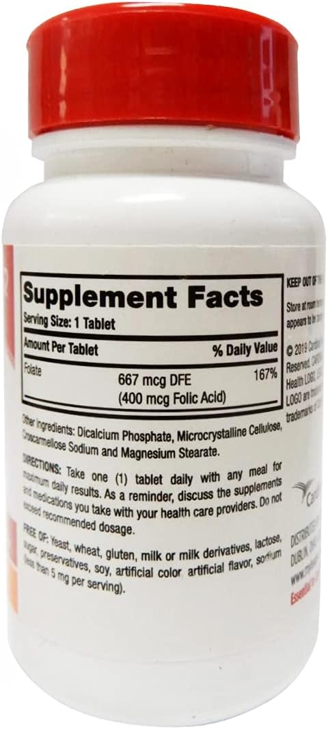 250 Count Leader Folic Acid 400mcg Dietary Supplement Tablets