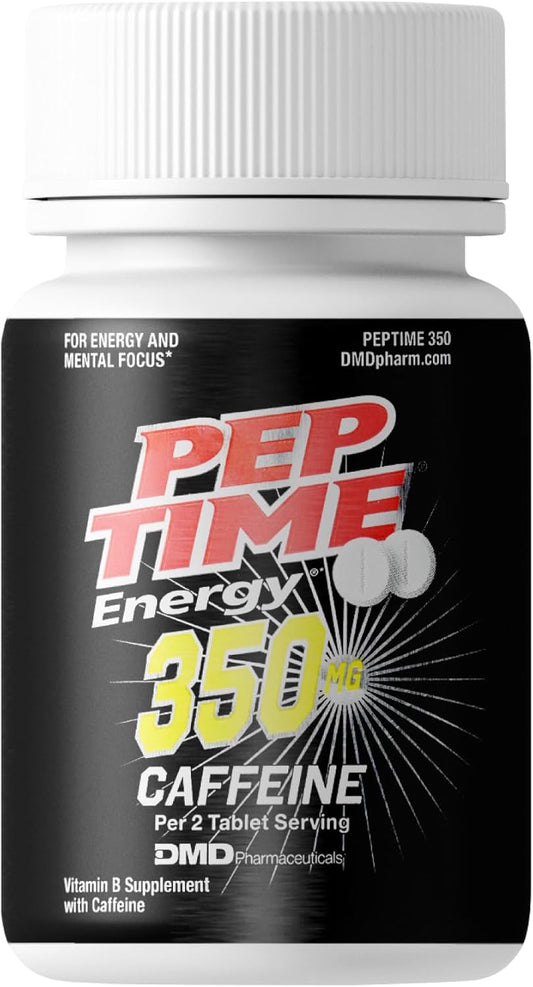 250 Count PEPTIME Energy Tablets with Vitamin B6, B12 & 350mg Caffeine - Performance & Focus Supplement