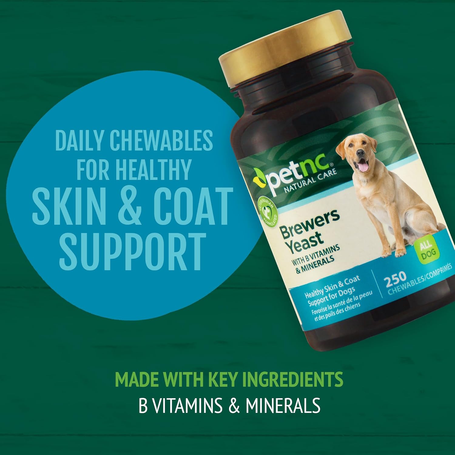 250 Count PetNC Natural Care Brewers Yeast Chewables for Dogs - Supplement for Healthy Pets