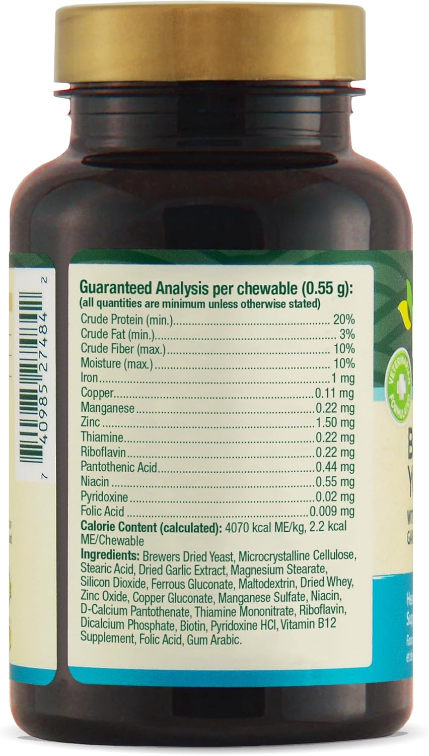 250 Count PetNC Natural Care Brewers Yeast Chewables for Dogs - Supplement for Healthy Pets