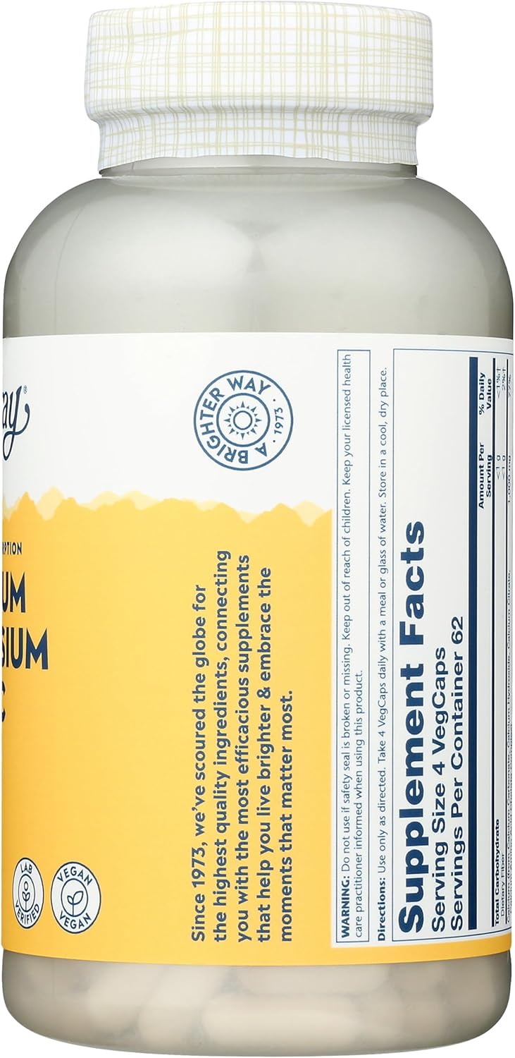 250 Count Solaray Calcium, Magnesium, and Zinc Capsules for Bone Health and Immune Support